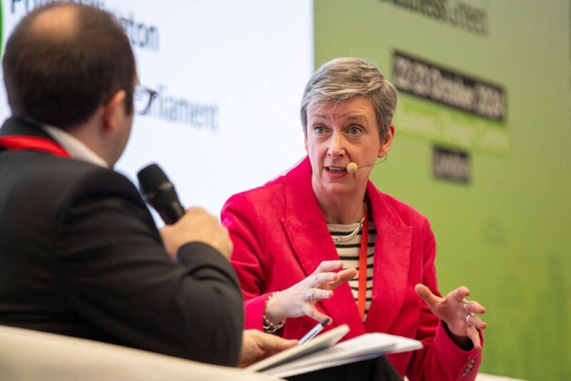Polly Billington MP speaking at an event about clean energy