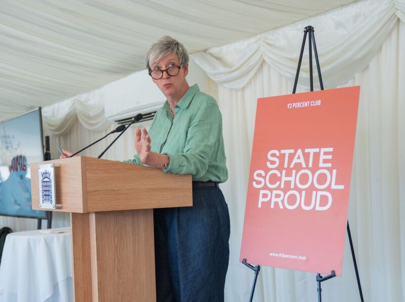 Polly Billington MP addressing The 93% Club in parliament