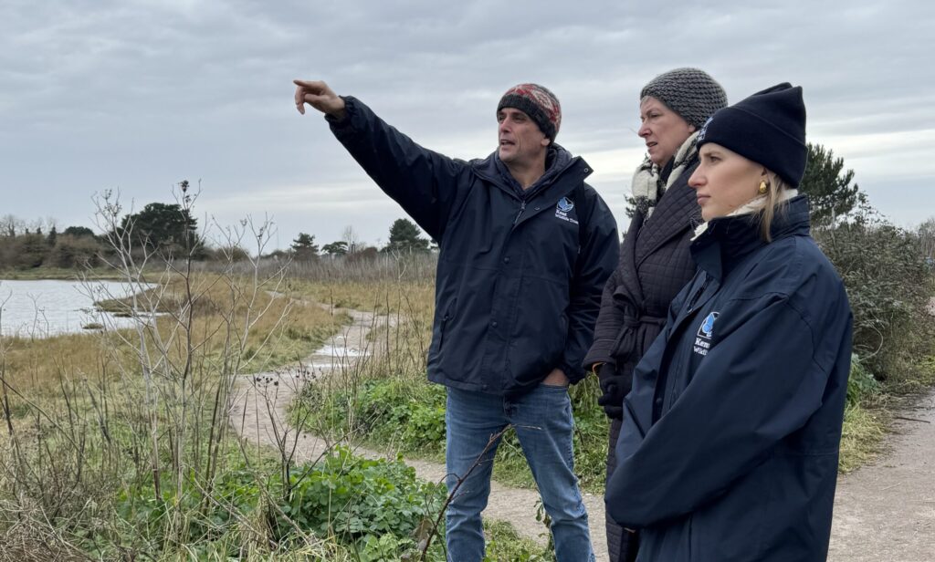 Polly in Pegwell Country Park with Kent Wildlife Trust looking at the saltmarsh