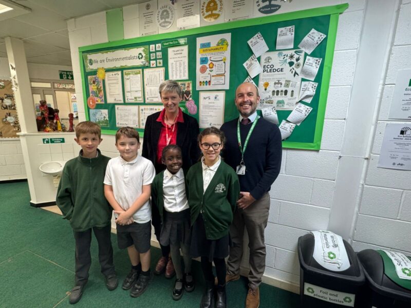 Polly Billington MP with the eco group at Palm Bay Primary School